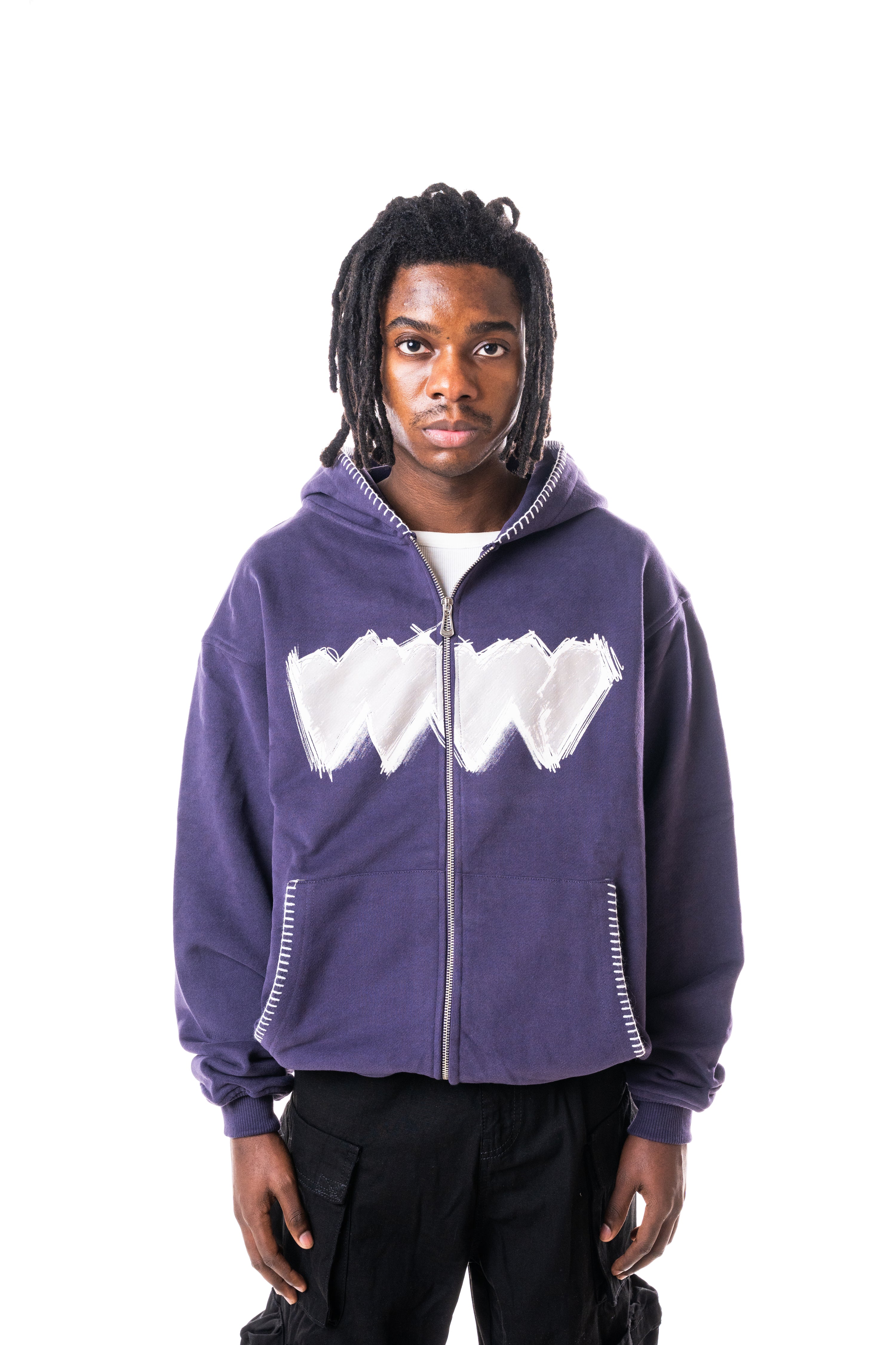 4 Hearts Purple Frontzip Hoodie